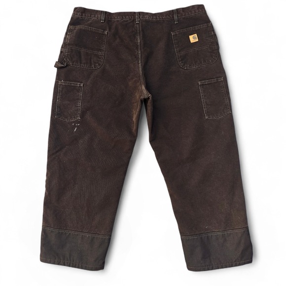 Carhartt B136 DKB Loose Fit Duck Double-Front Dungaree Quilted Lined Brown 48x30 - Picture 4 of 10